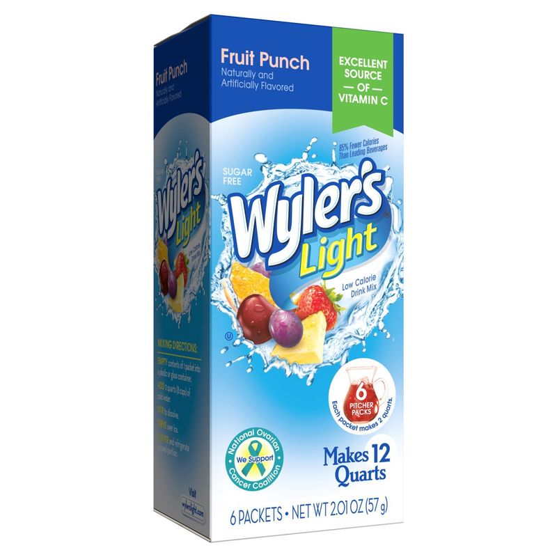 Wyler's Light Fruit Punch Low Calorie Drink Mix, 6 count, 2.01 oz