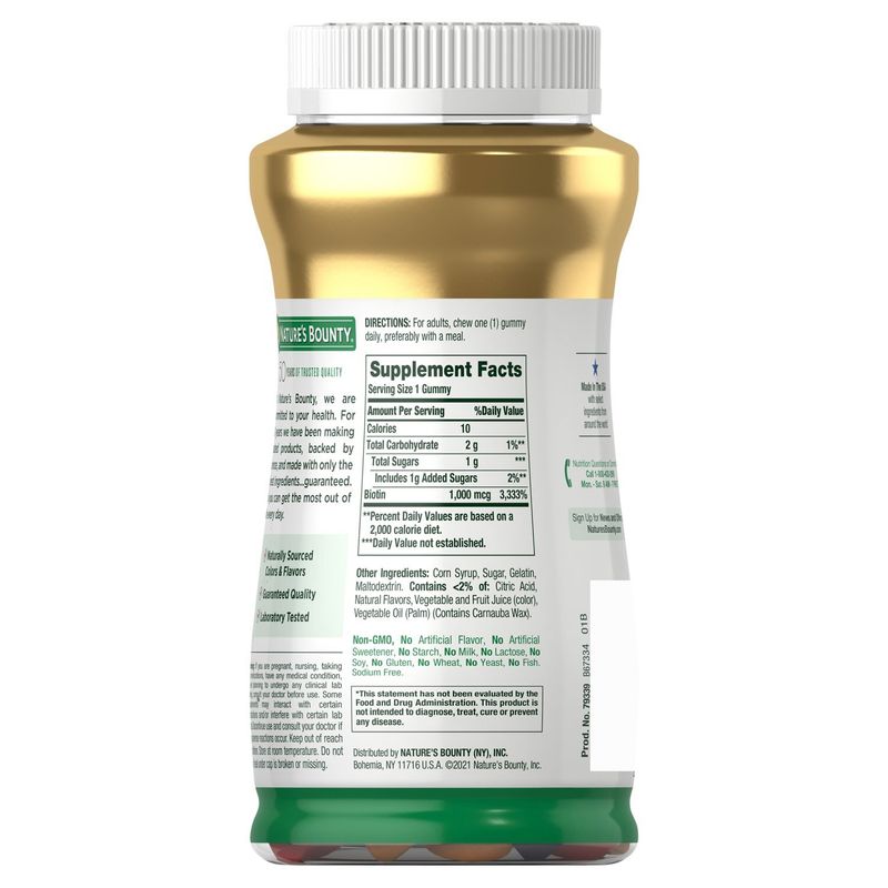 Nature's Bounty Biotin Grape, Orange &amp; Cherry Flavored Dietary Supplement, 1000 mcg, 110 count