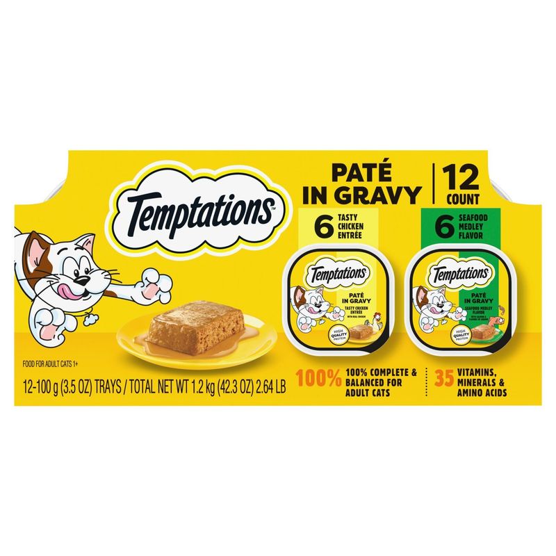 Temptations Paté in Gravy Food for Adult Cats, 1+, 3.5 oz, 12 count