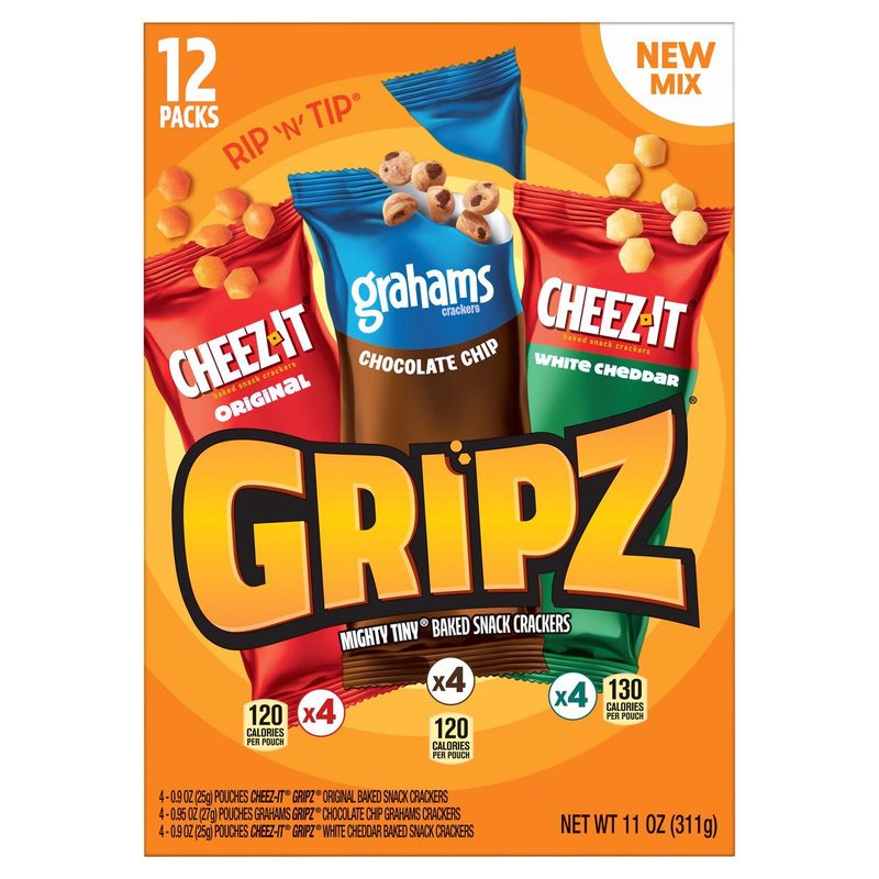 Gripz Mighty Tiny Baked Snack Crackers, 12 count, 11 oz