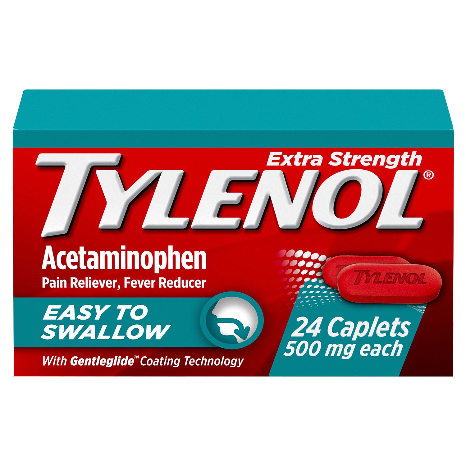 Tylenol Extra Strength Acetaminophen Caplets for Adults, 500 mg, 24 count