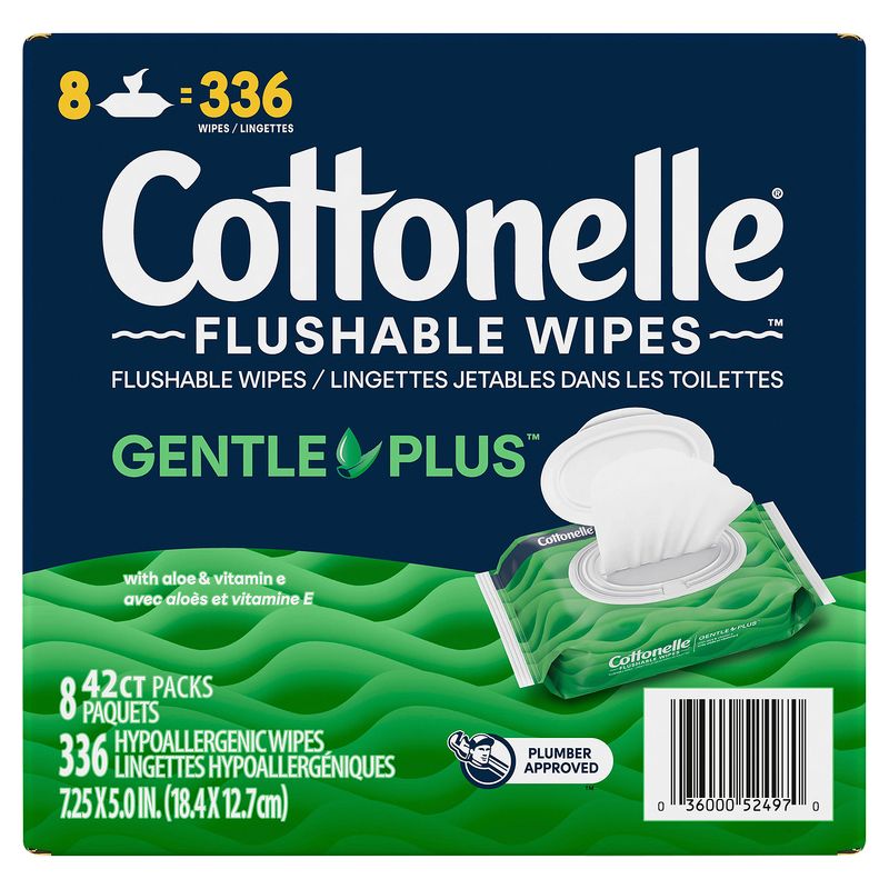 Cottonelle GentlePlus Hypoallergenic Flushable Wipes, 336 count