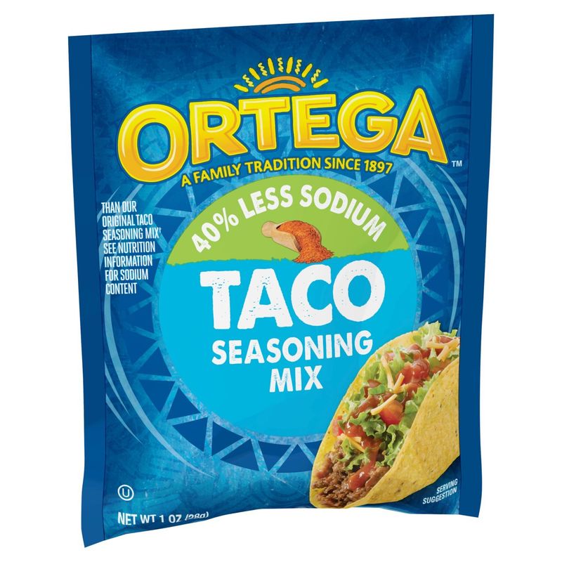 Ortega 40% Less Sodium Taco Seasoning Mix, 1 oz