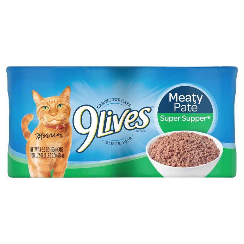 9Lives Meaty Paté Super Supper Cat Food, 5.5 oz, 4 count