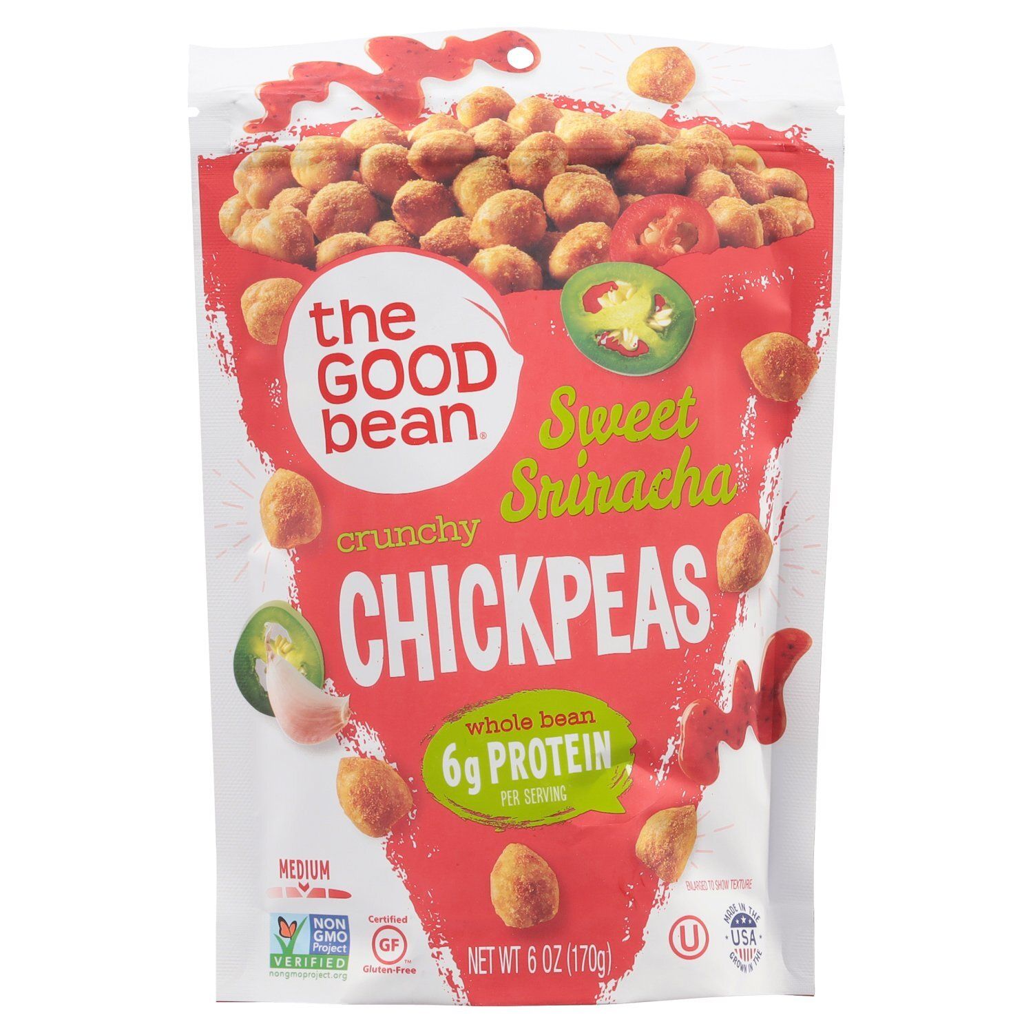 The Good Bean Medium Sweet Sriracha Crunchy Chickpeas, 6 oz