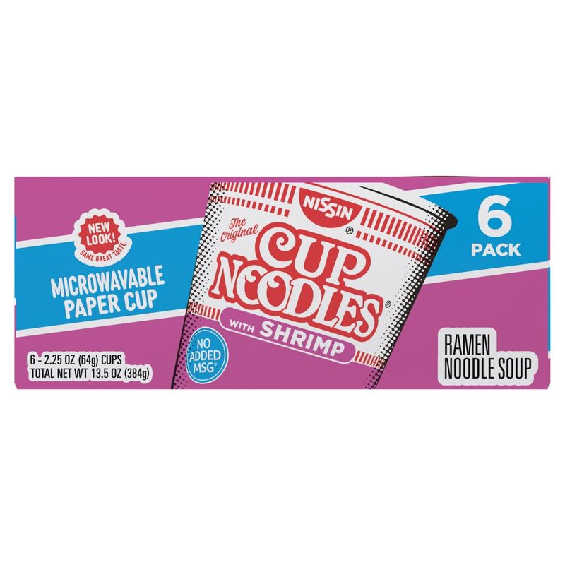 Nissin Cup Noodles The Original with Shrimp Ramen Noodle Soup, 2.25 oz, 6 count
