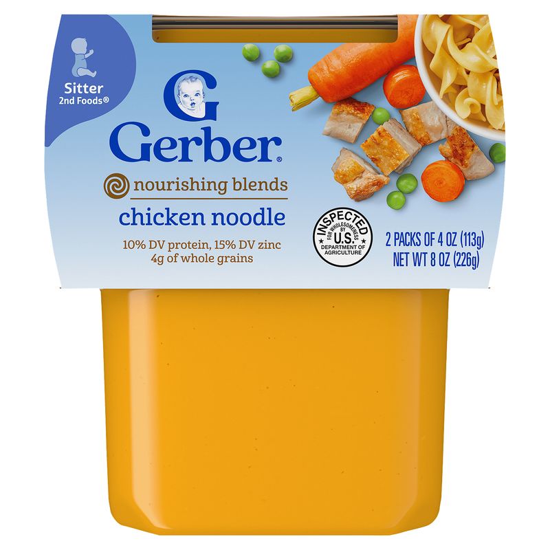 Gerber 2nd Foods Nourishing Blends Chicken Noodle Baby Food, Sitter, 4 oz, 2 count