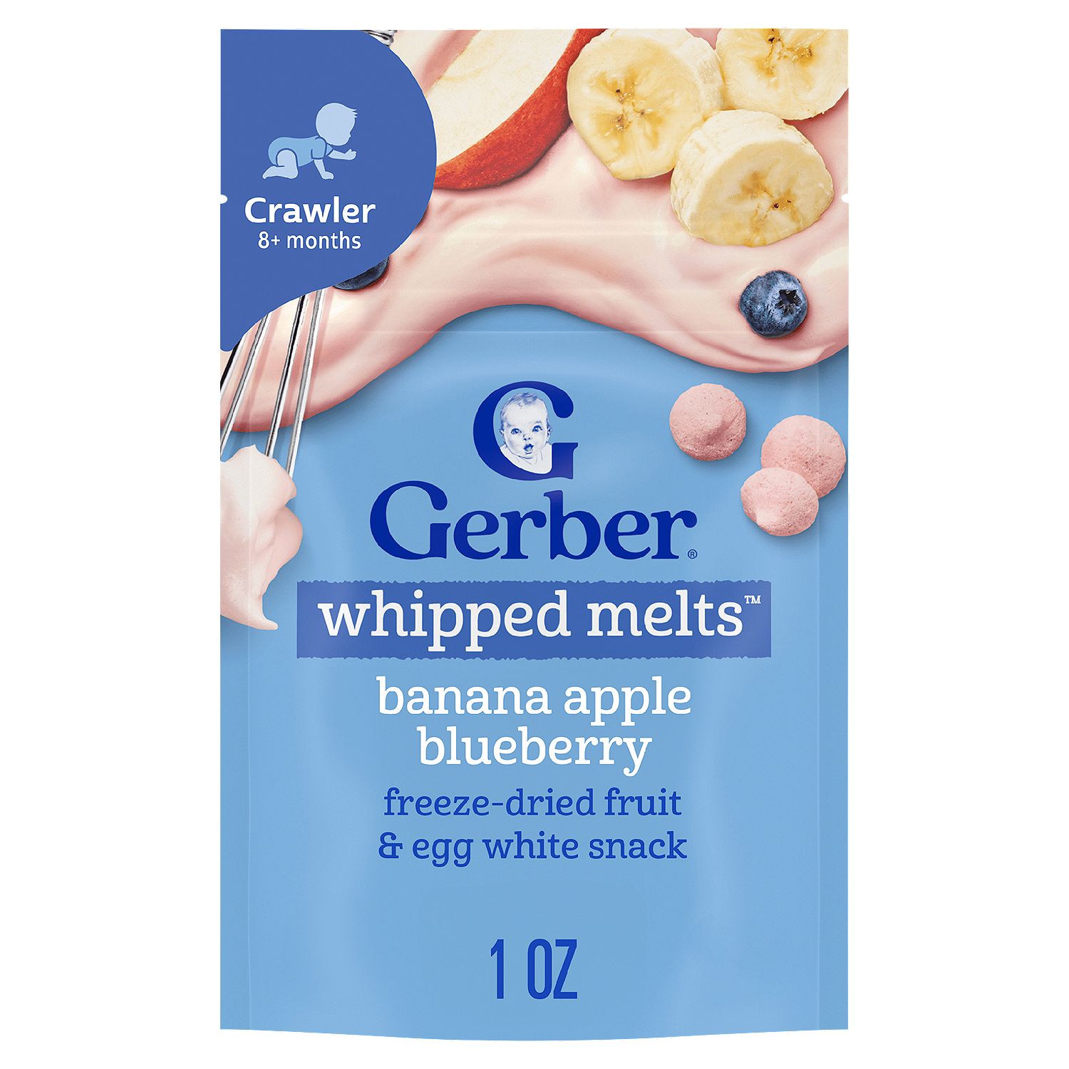 Gerber Banana Apple Blueberry Whipped Melts Baby Food, Crawler 8+ months, 1.0 oz