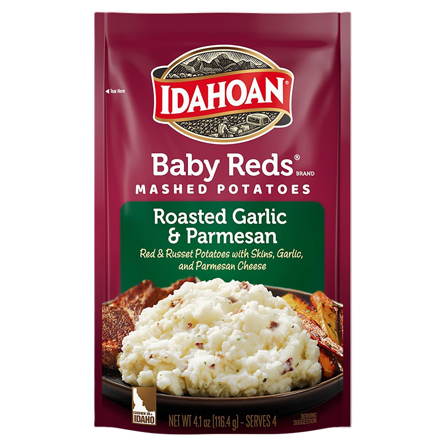 Idahoan Baby Reds Roasted Garlic &amp; Parmesan Mashed Potatoes, 4.1 oz