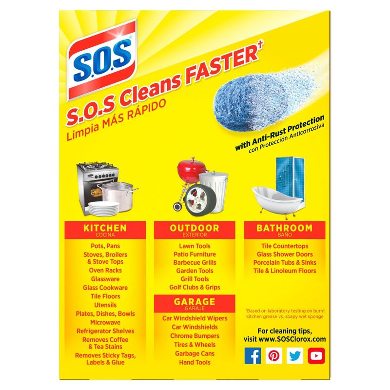 Clorox S.O.S Reusable Soap Filled Steel Wool Pads, 18 count