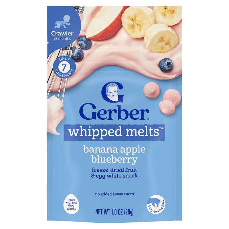 Gerber Banana Apple Blueberry Whipped Melts Baby Food, Crawler 8+ months, 1.0 oz