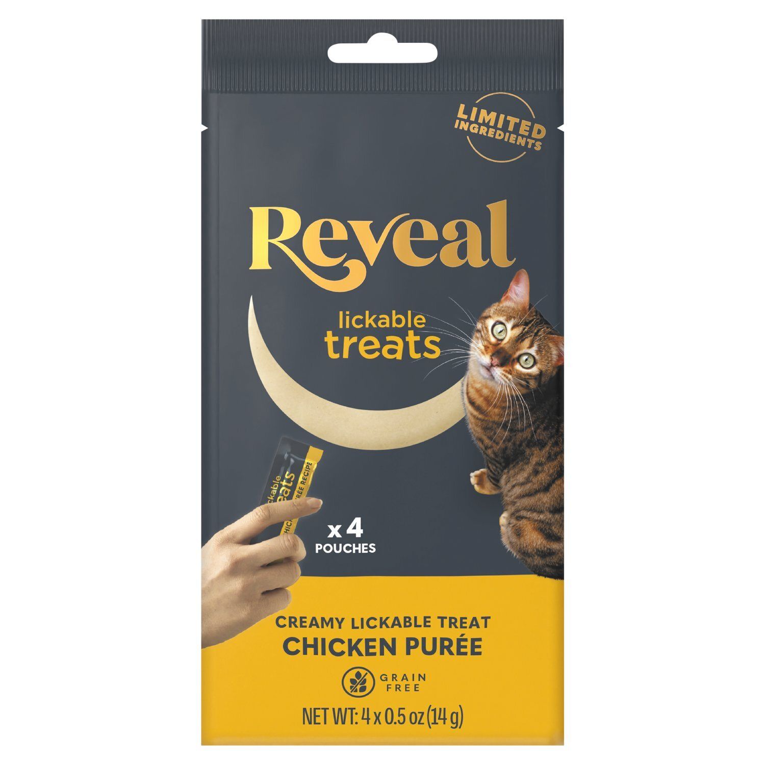 Reveal Chicken Purée Creamy Lickable Treat Cat Food, 4 count, 0.5 oz