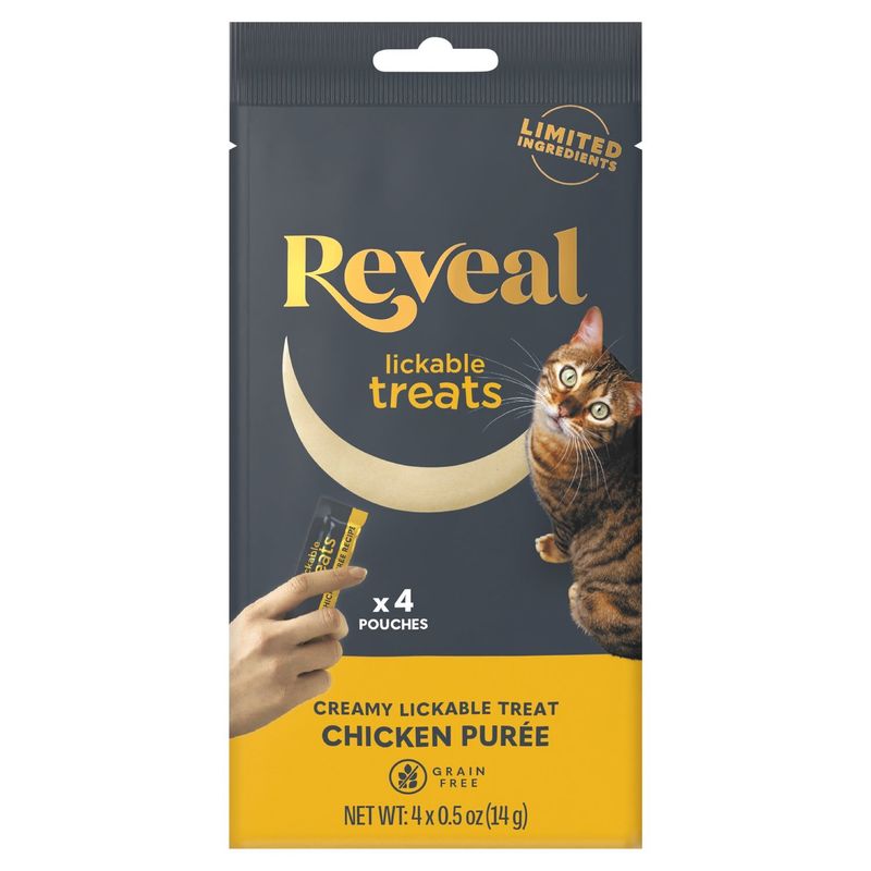 Reveal Chicken Purée Creamy Lickable Treat Cat Food, 4 count, 0.5 oz
