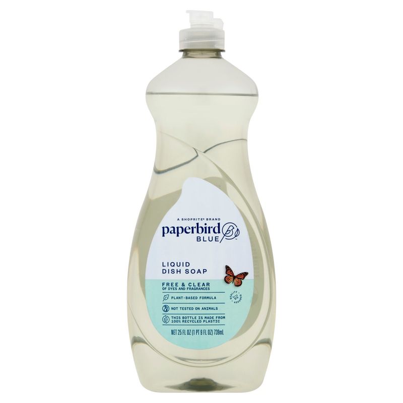 Paperbird Blue Free &amp; Clear Liquid Dish Soap, 25 fl oz