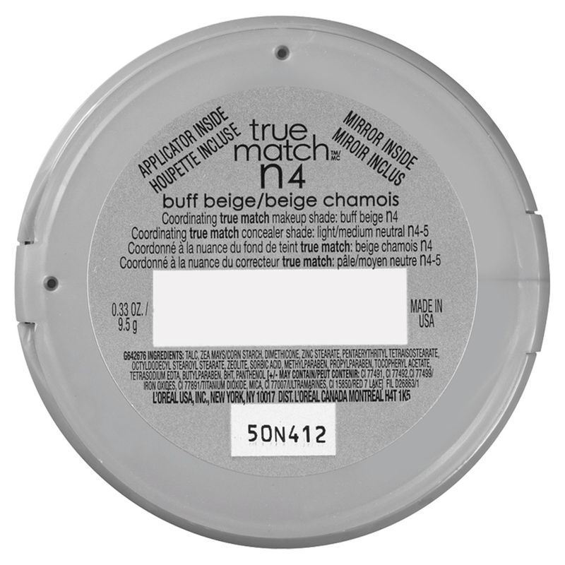 L'Oréal Paris True Match Warm N4 Buff Beige Super-Blendable Powder, 0.33 oz
