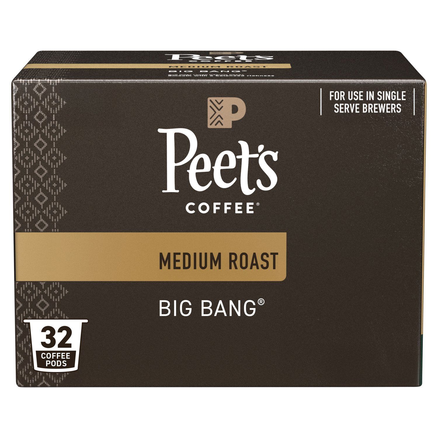 Peet's Coffee Medium Roast Big Bang Coffee Pods, 32 count, 13.5 oz