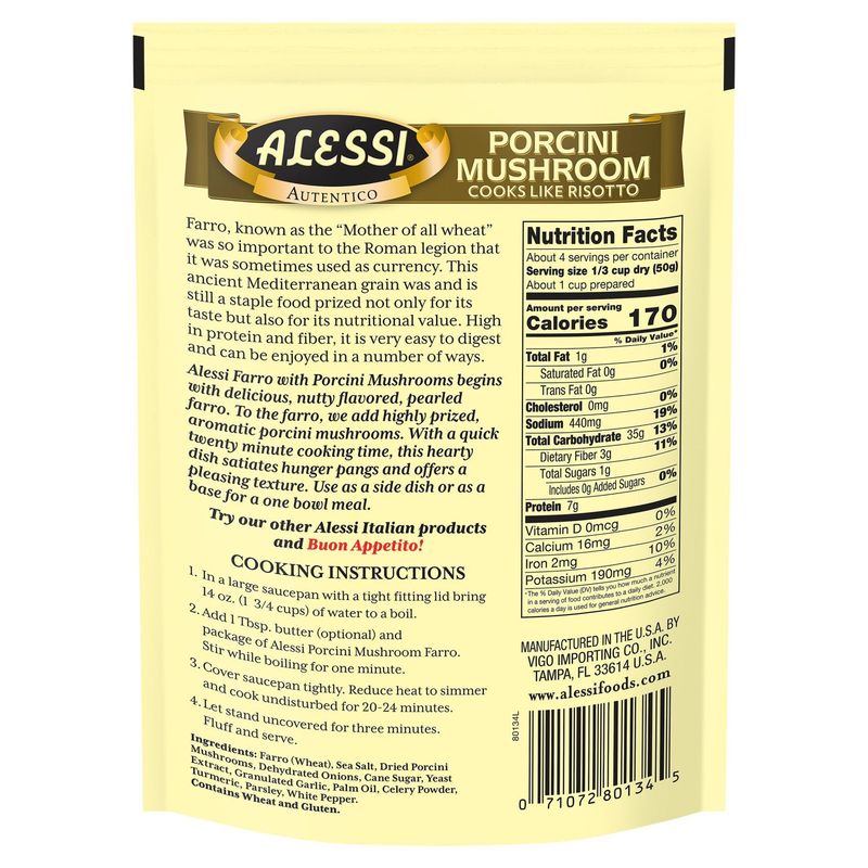 Alessi Premium Porcini Mushroom Farro, 7 oz