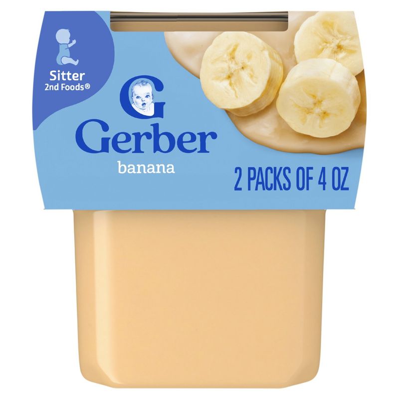 Gerber 2nd Foods Banana Baby Food, Sitter, 4 oz, 2 count