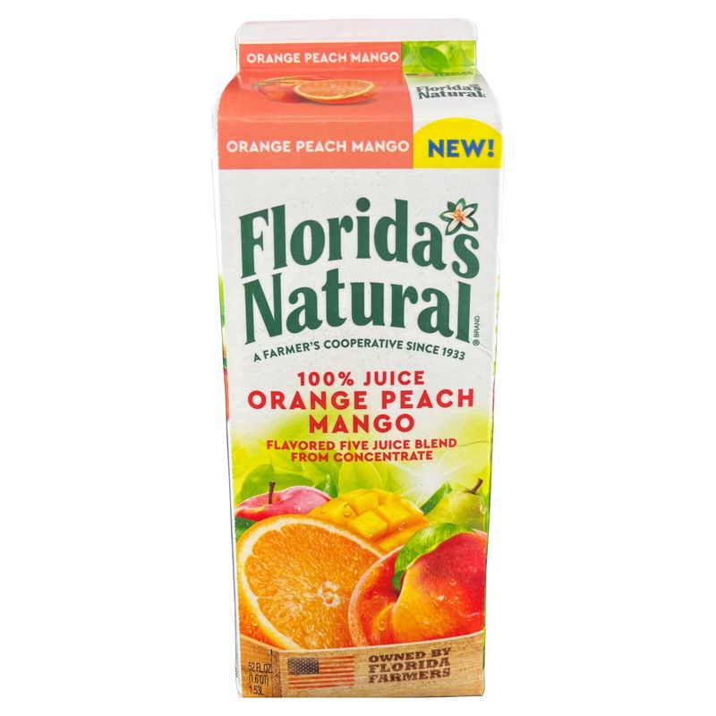 Florida's Natural 100% Orange Peach Mango Juice, 52 fl oz