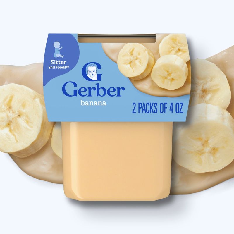 Gerber 2nd Foods Banana Baby Food, Sitter, 4 oz, 2 count