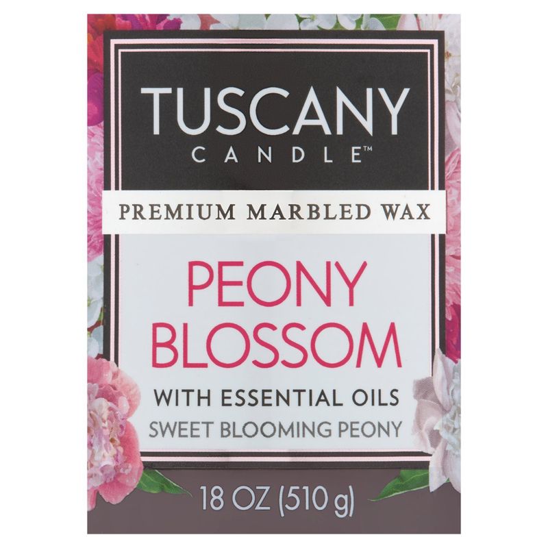 Tuscany Candle Premium Marbled Wax Peony Blossom Candle with Essential Oils, 18 oz