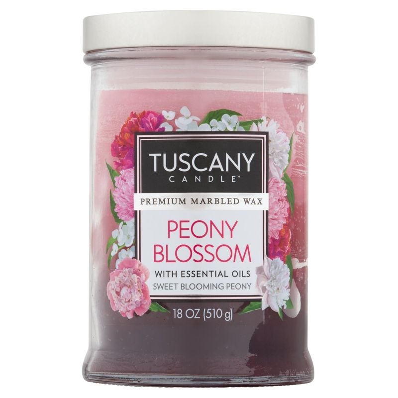 Tuscany Candle Premium Marbled Wax Peony Blossom Candle with Essential Oils, 18 oz