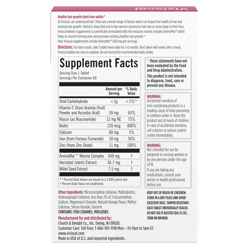 Viviscal Hair Growth Dietary Supplement, 60 count