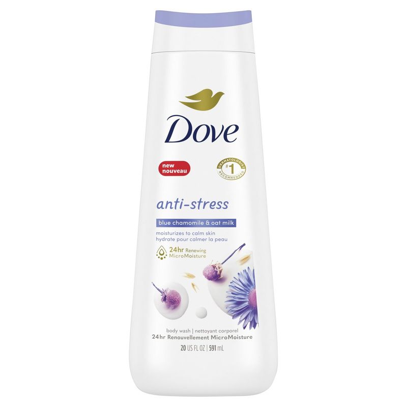 Dove Anti-Stress Blue Chamomile &amp; Oat Milk Body Wash, 20 fl oz