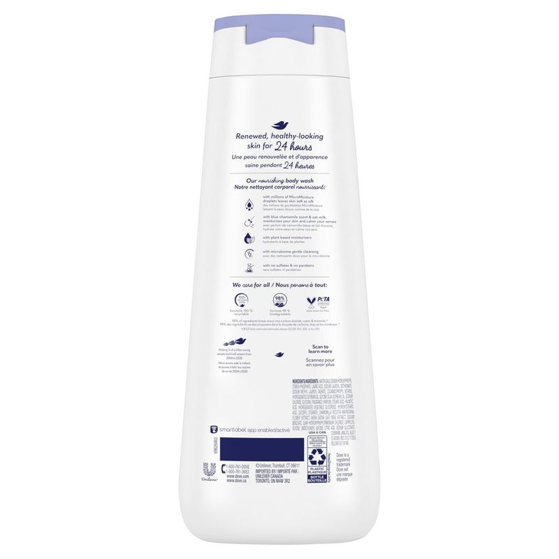 Dove Anti-Stress Blue Chamomile &amp; Oat Milk Body Wash, 20 fl oz