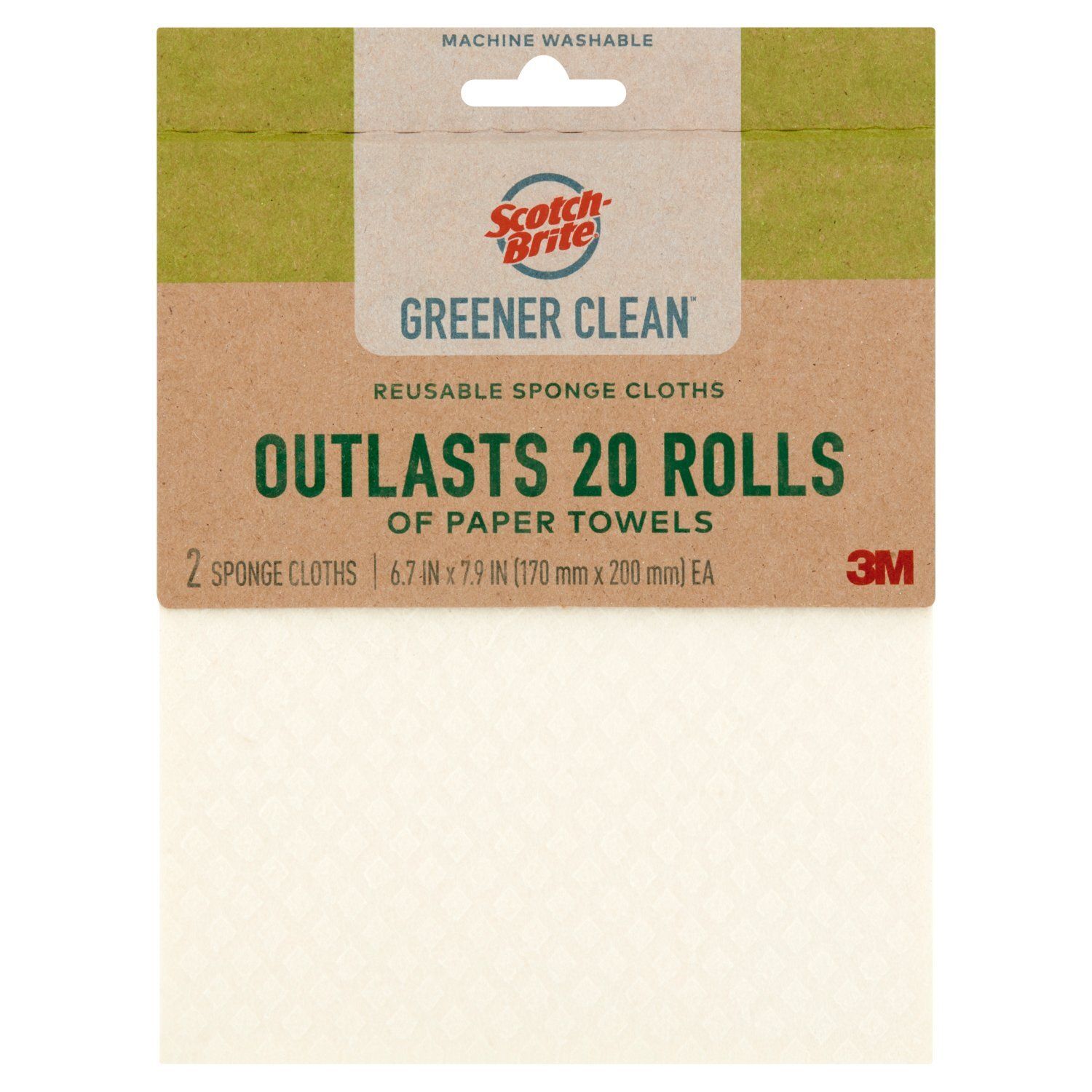 Scotch-Brite Greener Clean Reusable Sponge Cloths, 2 count