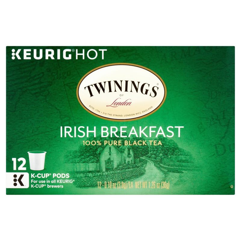 Twinings of London Irish Breakfast 100% Pure Black Tea K-Cup Pods, 0.10 oz, 12 count