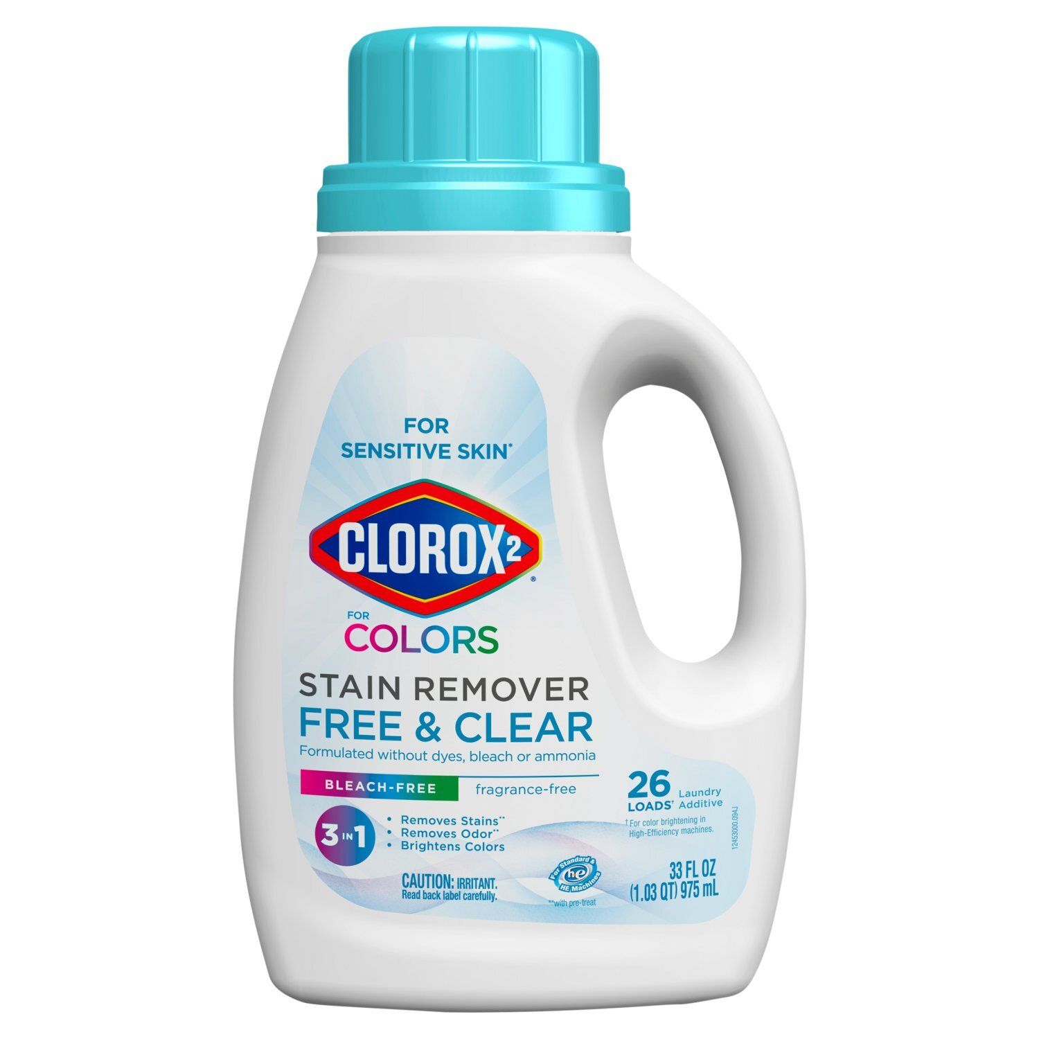 Clorox 2 3 in 1 for Colors Stain Remover Free &amp; Clear Laundry Additive, 26 loads, 33 fl oz