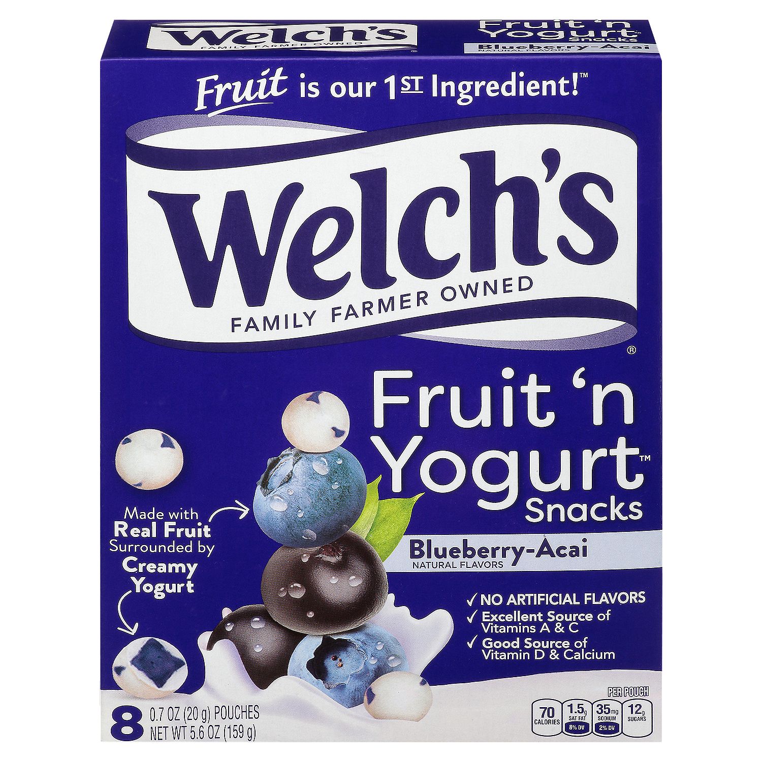 Welch's Blueberry-Acai Fruit 'n Yogurt Snacks, 0.7 oz, 8 count