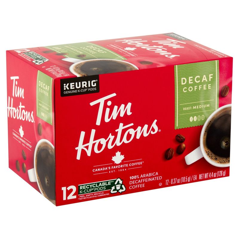 Tim Hortons Decaf Coffee K-Cup Pods, 0.37 oz, 12 count