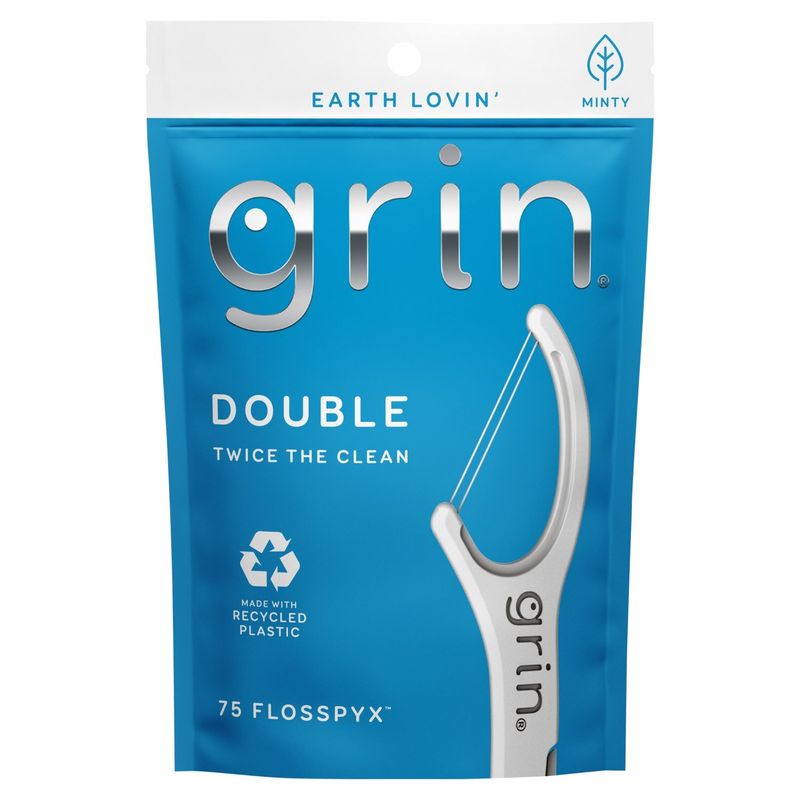 Grin Minty Double Twice the Clean Flosspyx, 75 count
