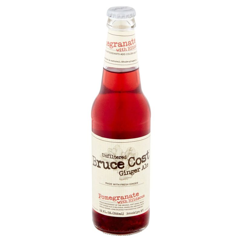 Bruce Cost Pomegranate with Hibiscus Unfiltered Ginger Ale, 12 fl oz