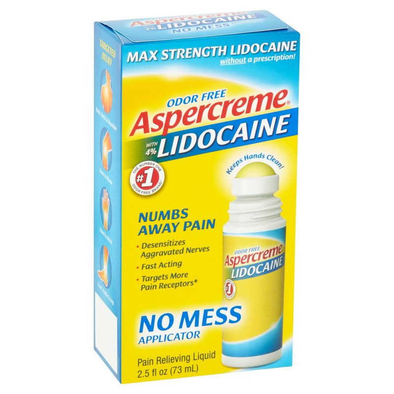 Aspercreme Odor Free with 4% Lidocaine Pain Relieving Liquid, 2.5 fl oz
