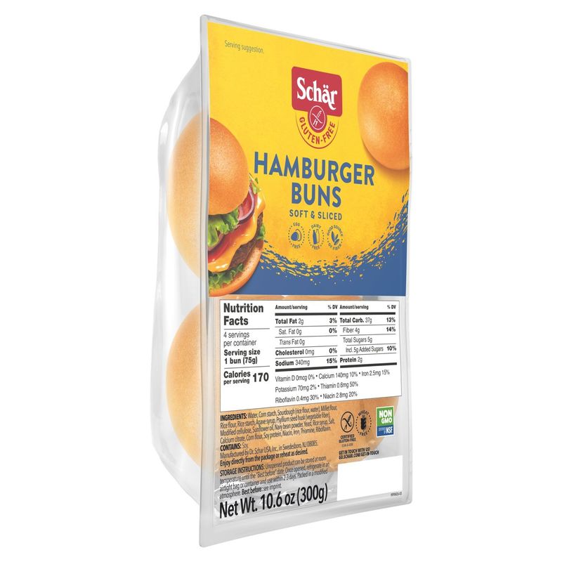 Schär Gluten-Free Soft &amp; Sliced Hamburger Buns, 10.6 oz