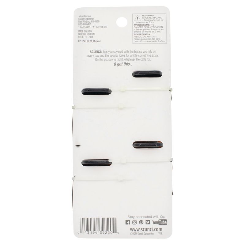 Conair Scünci No-Slip Grip Claw Clips, 4 count
