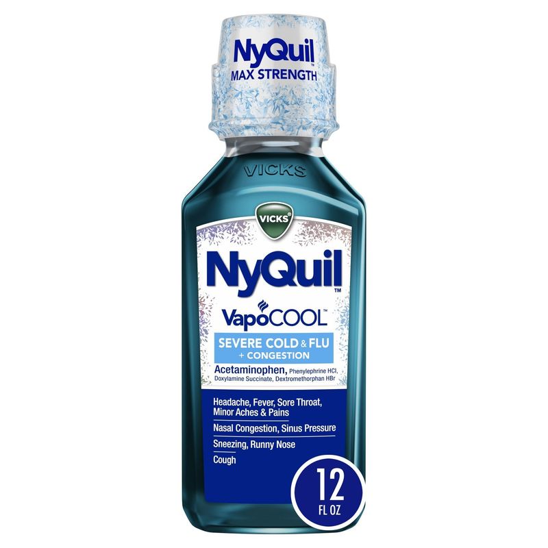 Vicks NyQuil VapoCOOL SEVERE Cold, Flu + Congestion Liquid Over-the-Counter Medicine, Powerful Nigh