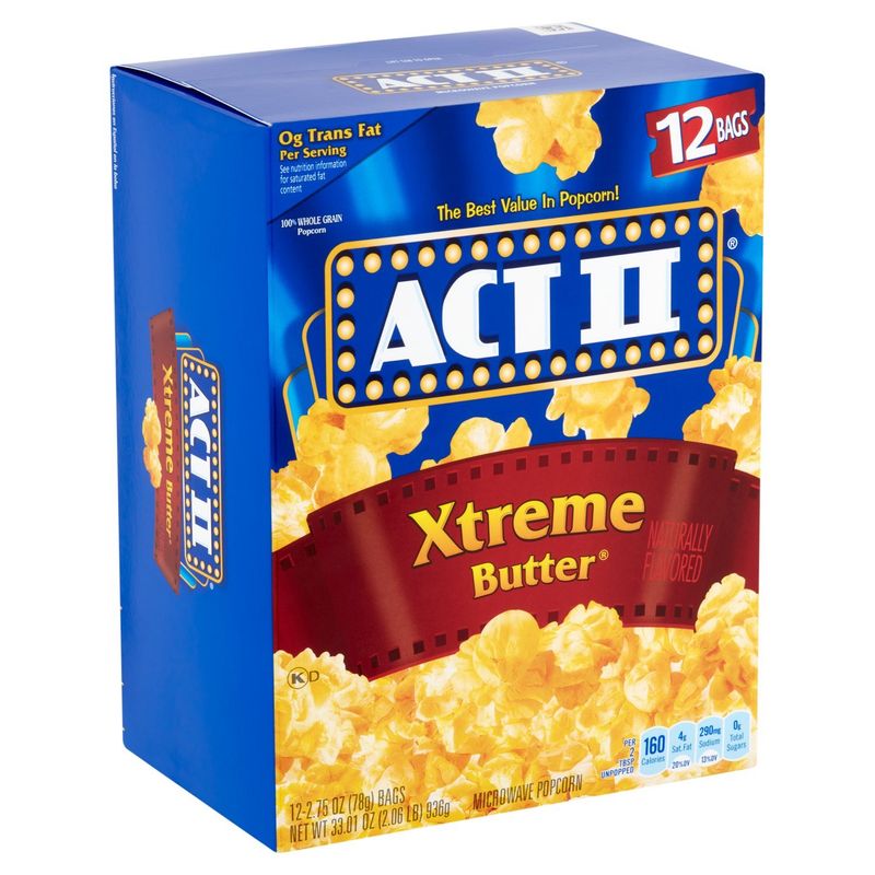 Act II Xtreme Butter Microwave Popcorn, 2.75 oz, 12 count