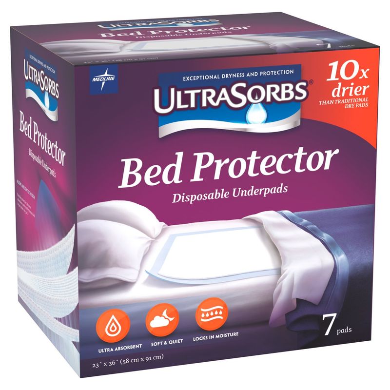 Medline Ultrasorbs Bed Protector Disposable Underpads, 7 count