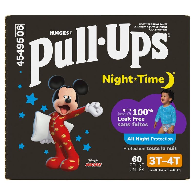 Huggies Pull-Ups Night Time Disney Jr. Mickey Potty Training Pants, Size 3T-4T, 32-40 lbs, 60 count