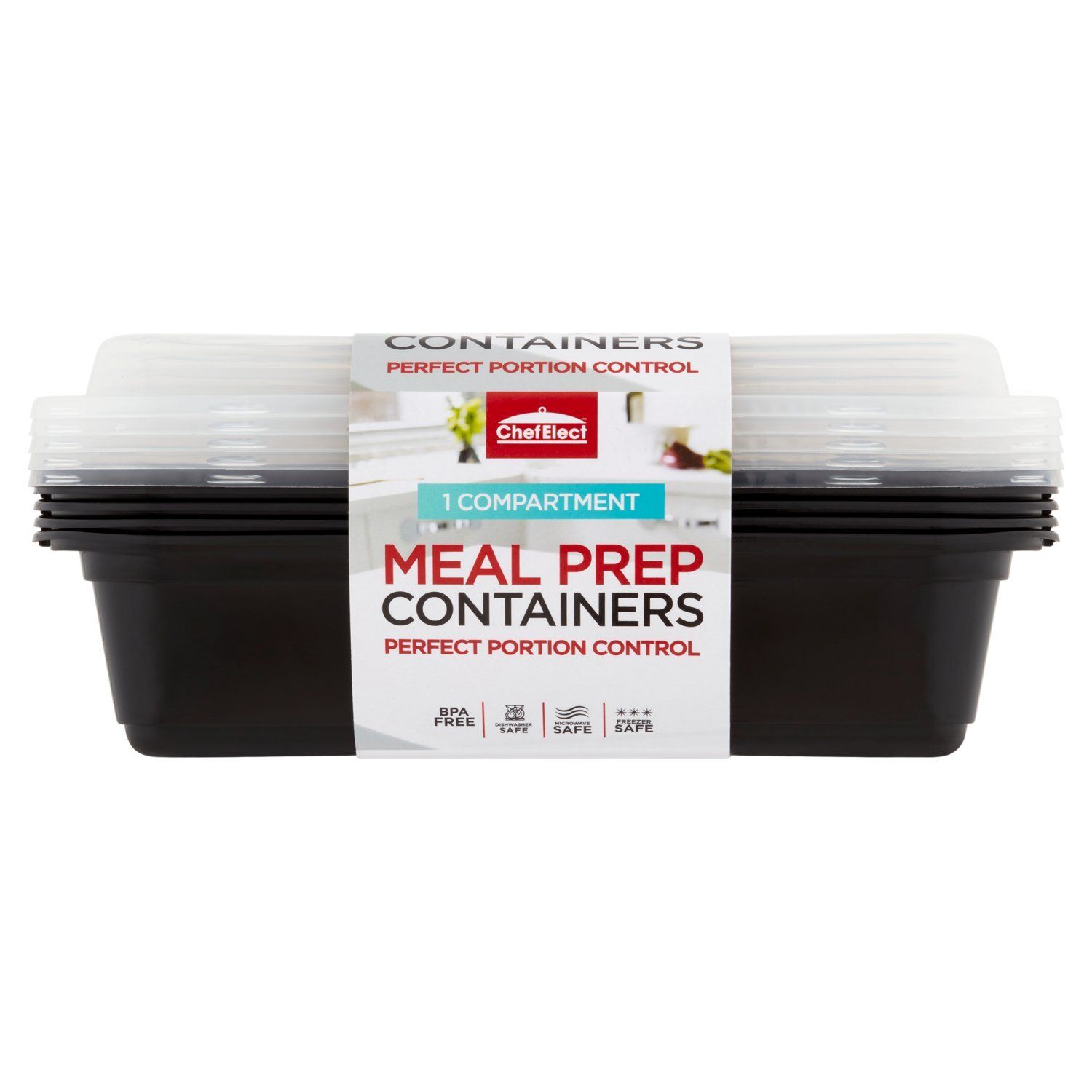 Chef Elect 1 Compartment Meal Prep Containers, 5 count