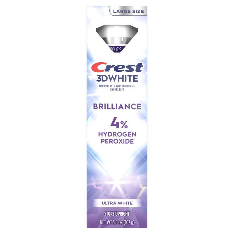 Crest 3D White Brilliance Pro Ultra White Teeth Whitening Toothpaste, 3.8 oz, Anticavity Fluoride T