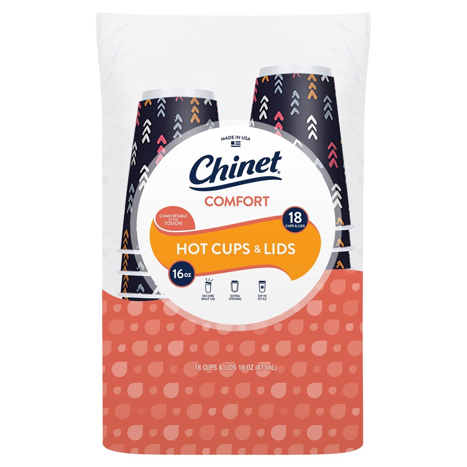 Chinet 16 oz Comfort Hot Cups &amp; Lids, 18 count