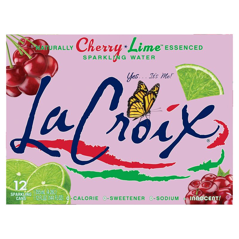 LaCroix Naturally Cherry Lime Essenced Sparkling Water, 12 fl oz, 12 count