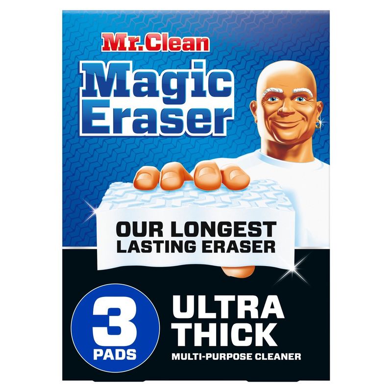 Mr. Clean Magic Eraser Ultra Thick Multi-Purpose Cleaner Household Cleaning Pads, 3 count