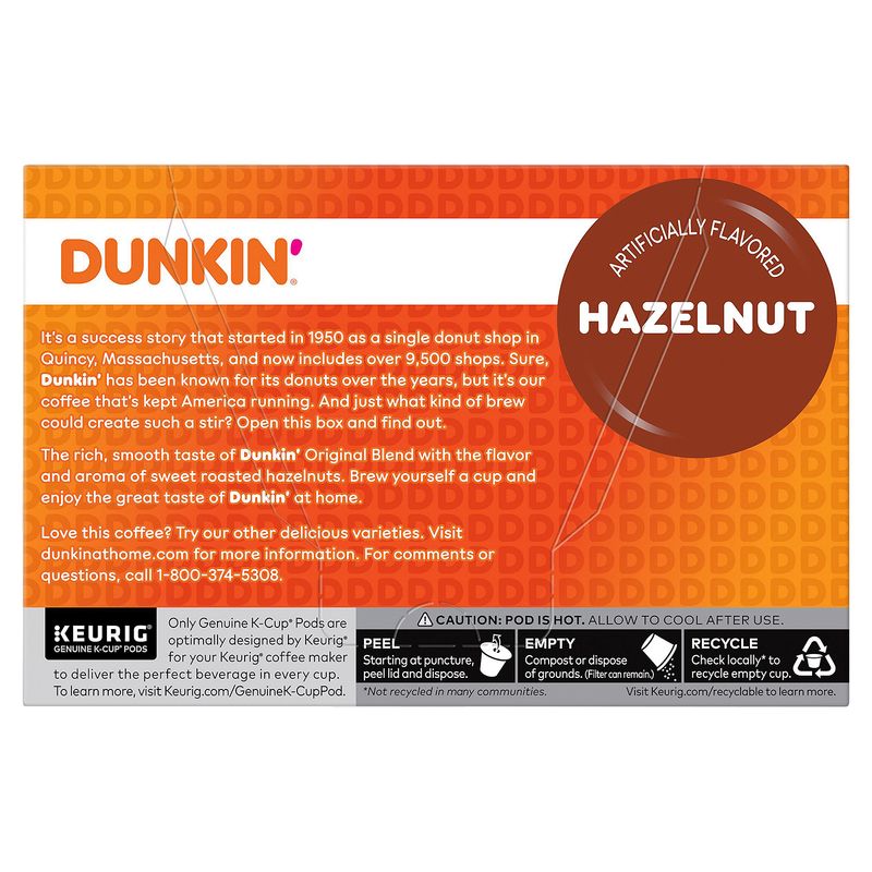 Dunkin' Donuts Hazelnut Coffee K-Cup Pods, 0.37 oz, 10 count
