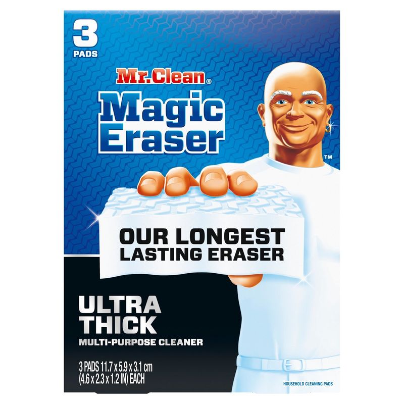 Mr. Clean Magic Eraser Ultra Thick Multi-Purpose Cleaner Household Cleaning Pads, 3 count